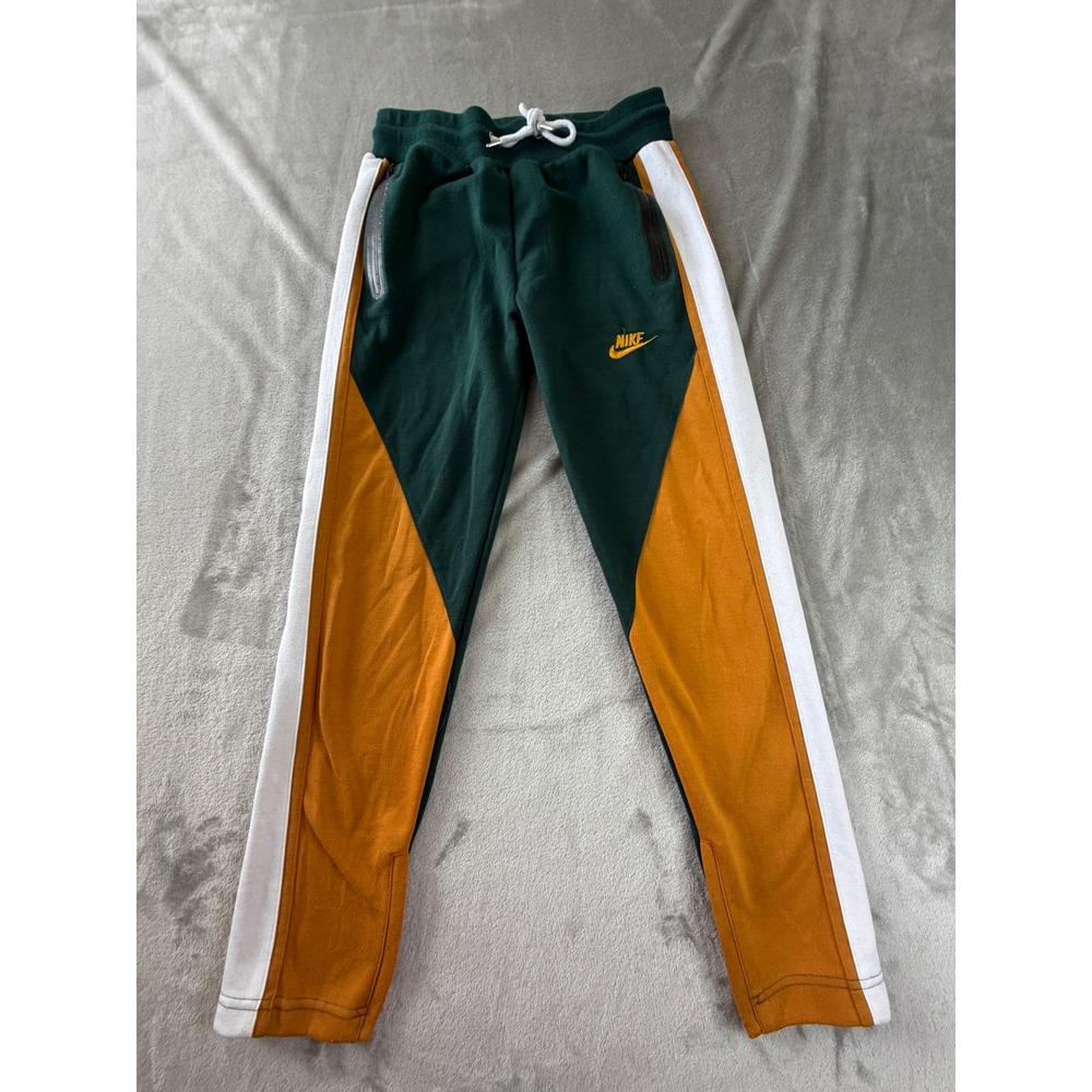 Nike Jogger Sweatpants Mens M Green Orange White Colorblock Ankle Zip